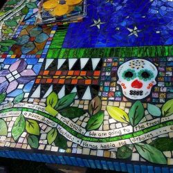 Latino Folk Art Garden mosaic table